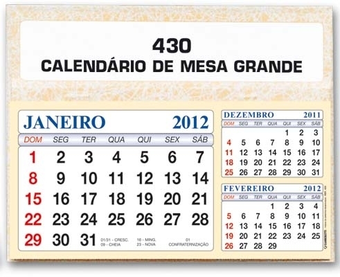 CALENDÁRIO DE MESA GRANDE